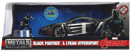 Jada-Toys 1/24 Avengers Lykan Hypersport w/Black Panther Figure