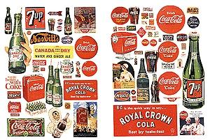 JL Vintage Soft Drink Signs 1930s to 1960s Model Railroad Billboards HO Scale #197