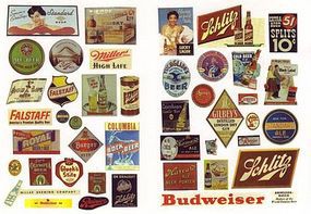 JL Vintage Beer & Alcohol Signs Model Railroad Building Accessories HO Scale #263