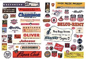 JL 1940s-1950s Planes/Trains/Industrial Signs Model Railroad Billboard HO Scale #283