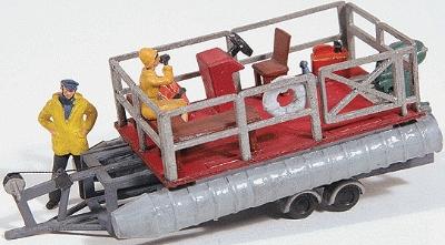 JL Vintage Pontoon Trailer & Accessories Model Railroad Vehicle HO Scale #458