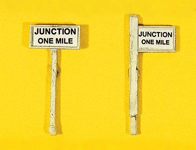 JL Custom Junction One Mile Sign Set (2) Model Railroad Trackside Accessory HO Scale #837