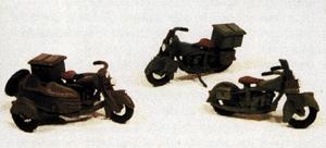 JL US Military Motorcycles Metal Kit (3) Model Railroad Road Accessory HO Scale #907