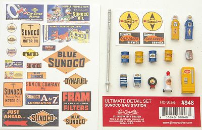 JL Ultimate Sunoco Gas Station Detail Set HO Scale Model Railroad Building Accessory #948