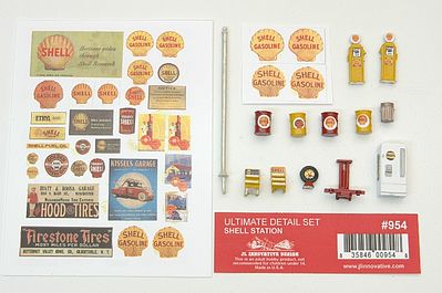 JL Ultimate Detail Set Shell Gas Station Model Railroad Building Accessory HO Scale #954