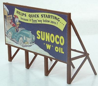 JL Custom Billboard 1940s Sunoco Gas Model Railroad Sign HO Scale #977