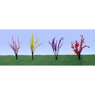 JTT Flower Bushes (red, pink, yellow, purple) O Scale Model Railroad Plant #95502