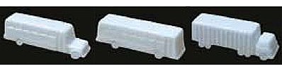JTT Vehicle Set - Unpainted White Styrene HO Scale Model Railroad Roadway Vehicles #97007