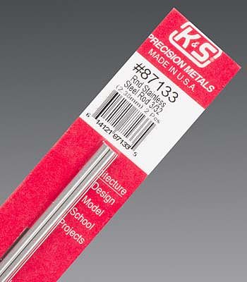K-S Round Stainless Steel Rod 3/32 x 12 (2) Hobby and Craft Metal Rod #87133