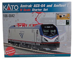 Kato Amtrak ACS-64 and Amfleet I Starter Set N Scale Model Train Set #1060042