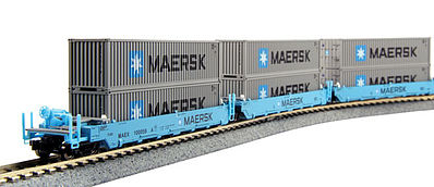 Kato MAXI-I Set with Container Maersk (5) N Scale Model Train Freight Car Set #1066190