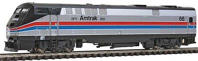 Kato GE P42 Genesis w/DCC Amtrak #66 (40th Anniversary Phase II; silver, Wide red, & blue Stripes) - N-Scale