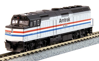 Kato EMD F40PH As-Built Version - DCC Amtrak #330 (Phase III, silver, black, Equal red, white, blue stripes) - N-Scale