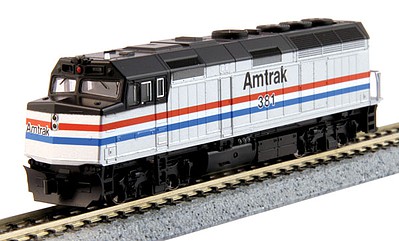 Kato EMD F40PH As-Built Version - DCC Amtrak #381 (Phase III, silver, black, Equal red, white, blue stripes) - N-Scale