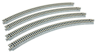 Kato Curved Track pkg(4) - 45-Degree, 13-3/4 N Scale Nickel Silver Model Train Track #20132