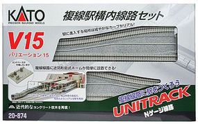 Kato Unitrack V15 Double-Track Station Starter Set N Scale Nickel Silver Model Train Track #20874