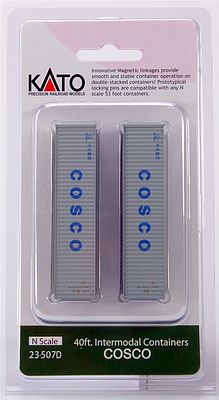 Kato 40 Corrugated Container 2-Pack COSCO (gray, blue) - N-Scale (2)