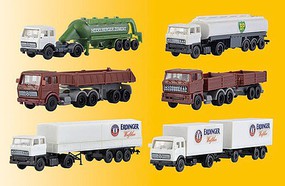 Kibri Truck and Trailer Set (6) Kit Z Scale Model Railroad Vehicle #36980