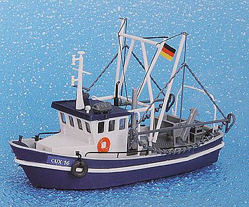 Kibri Shrimp Boat CUX 16 Kit (blue & white) HO Scale Model Railroad Vehicle #39161