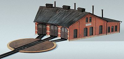 Kibri 3-Stall Roundhouse/Engine Shed HO Scale Model Railroad Building Kit #39452
