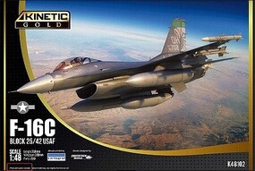 Kinetic-Model F-16C Block 25-42 USAF Gold Kit Plastic Model Airplane Kit 1/48 Scale #48102