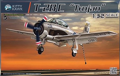 KittyHawk T28C Trojan USN Aircraft Plastic Model Airplane Kit 1/32 Scale #32015