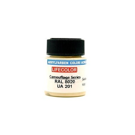 Lifecolor Yellow Brown RAL8020 Acrylic for CS1 (22ml Bottle) UA 201 Hobby and Model Acrylic Paint #201