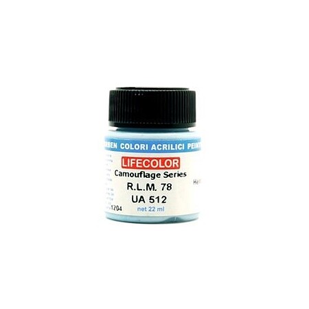 Lifecolor Luftwaffe German WWII Bright Blue RLM78 (22ml Bottle) Hobby and Model Acrylic Paint #512