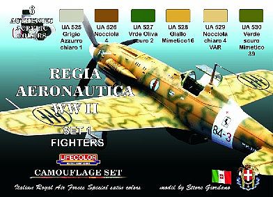 Lifecolor Italian WWII Fighters #1 Camouflage (6 22ml Bottles) Hobby and Model Acrylic Paint Set #cs19