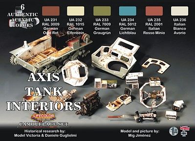 Lifecolor Axis WWII Tank Interiors Camouflage Acrylics (6 22ml Bottles) Hobby and Model Paint Set #cs22
