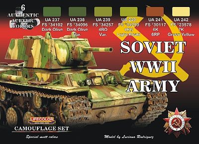 Lifecolor Soviet WWII Army Tank Camouflage Set (6 22ml Bottles) Hobby and Model Acrylic Paint Set #cs23