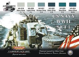 Lifecolor US Navy WWII #1 Camouflage Acrylic Set (6 22ml Bottles)