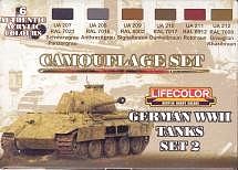 Lifecolor German WWII Tanks #2 Camouflage Set (6 22ml Bottles) Hobby and Model Acrylic Paint Set #cs3
