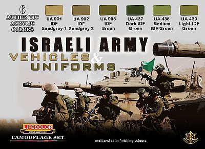 Lifecolor Israeli Army Vehicles & Uniforms Camouflage (6 22ml ) Hobby and Model Acrylic Paint Set #cs32