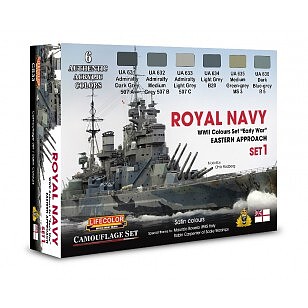 Lifecolor Royal Navy WWII Eastern Early War Set #1 Camouflage Hobby and Model Acrylic Paint Set #cs33