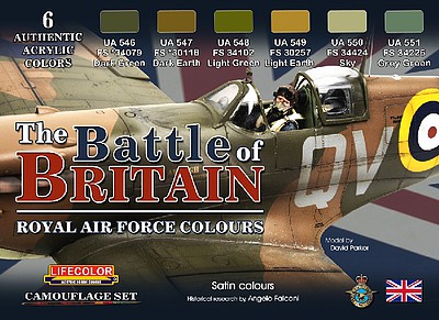 Lifecolor The Battle of Britain Royal Air Force Colors Hobby and Model Acrylic Paint Set #cs35