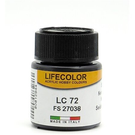 Lifecolor Satin Black FS27038 (22ml Bottle) Hobby and Model Acrylic Paint #lc72
