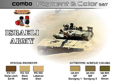 Lifecolor Israeli Army Vehicle Pigments & Colors (6 22ml) Hobby and Model Acrylic Paint Set #spg1