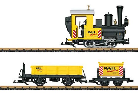 LGB Railworks Work Train Starter Set - Standard DC 0-4-0T, Gondola, Side-Dump Car, 50-3/4 129cm Track Circle, Controller - G-Scale