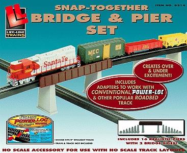 Life-Like Bridge/Pier Set Power-Loc(TM) Model Railroad Bridge HO Scale #8214