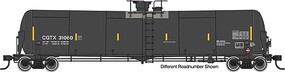 Life-Like-Proto 55' Trinity Modified 30,145-Gallon Tank Car Ready to Run GATX Rail Canada CGTX #31180 (black, white; yellow conspicuity marks)