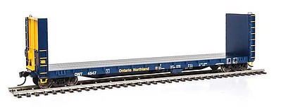 Life-Like-Proto 50 CC&F Bulkhead Flatcar - Ready to Run Ontario Northland #4547 (blue, yellow)