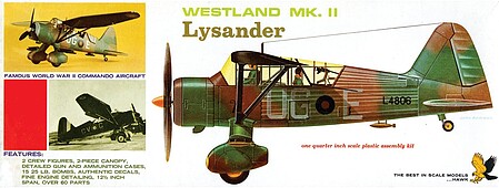 Lindberg Westland Lysander Aircraft Plastic Model Airplane Kit 1/48 Scale #410