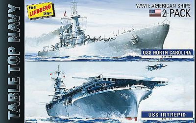 Lindberg USS Intrepid & USS North Carolina Plastic Model Military Ship Kit 1/1200 Scale #419