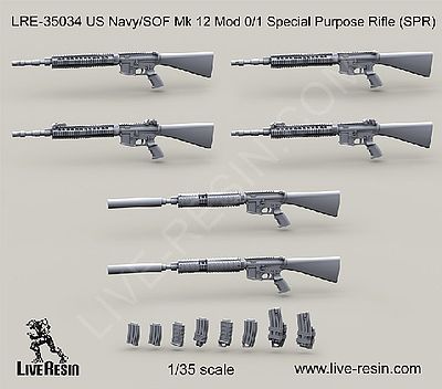 Live-Resin 1/35 USN/SOF Mk 12 Mod 0/1 Special Purpose Rifle (6) #35034