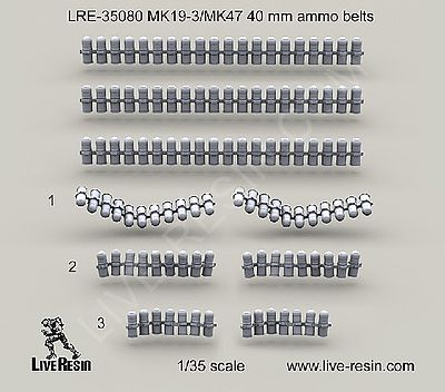 Live-Resin 1/35 Mk19-3/Mk 47 40mm Ammo Belts (6)