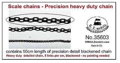 LZ 50cm Heavy Duty Blackened Detail Chain 5 Links per cm