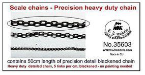 50cm Heavy Duty Blackened Detail Chain 5 Links per cm