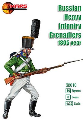 Mars Russian Heavy Infantry Grenadiers 1805 (16) Plastic Model Military Figure Kit 1/32 #32010