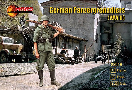 Mars WII German Panzergrenadiers (15) Plastic Model Military Figure Kit 1/32 Scale #32018